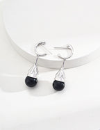 Sterling Silver Earrings|Black Onyx&Tiger’s Eye Natural Gemstone