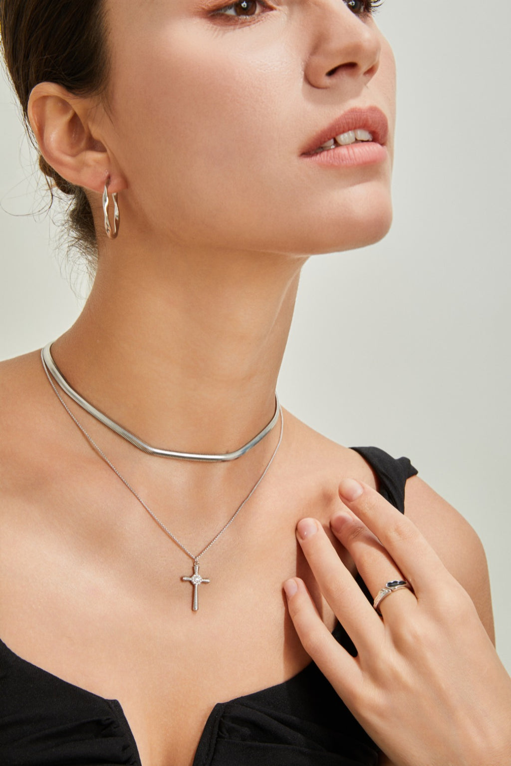 S925 Silver Fashion Cross Zircon Necklace