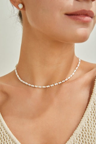 S925 Silver Vintage Gold White Shell Necklace