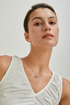 S925 Silver Interlocking Double Ring Zircon Necklace