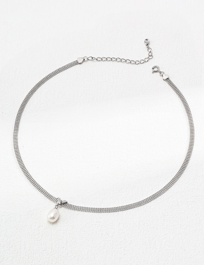 Sterling Silver Pearl Necklace Hover Image