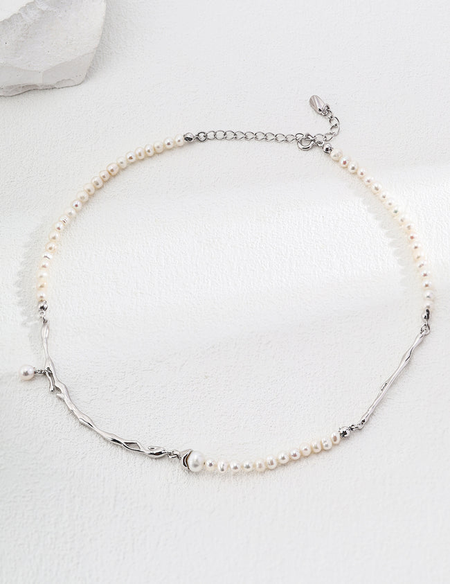 Sterling Silver Pearl Necklace Hover Image
