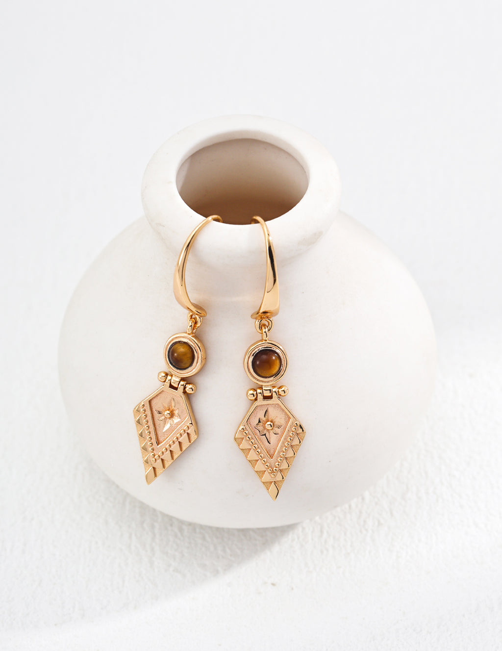 S925 Silver Vintage Tiger’s Eye Earrings|Moroccan Cultural Charm