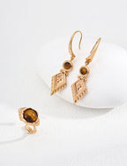 S925 Silver Vintage Tiger’s Eye Earrings|Moroccan Cultural Charm