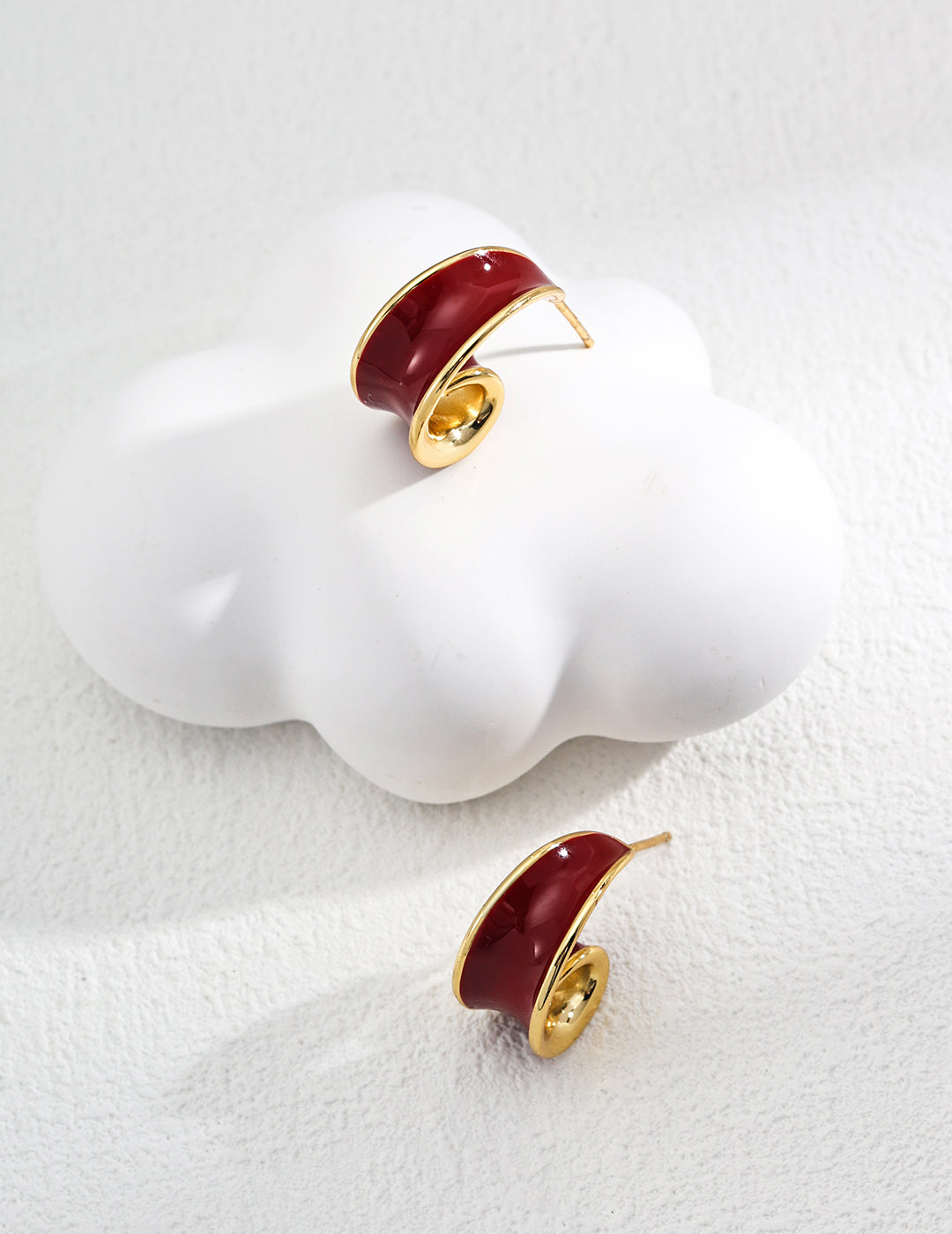 Crimson Love Enamel Earrings|Vibrant Red Daily Wear