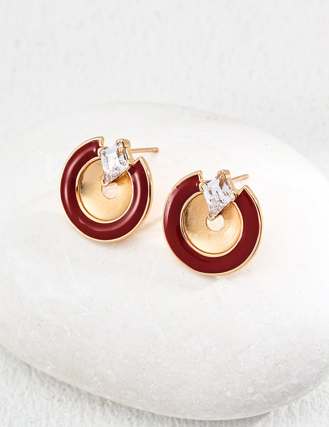 Sterling Silver Enamel Earrings Hover Image