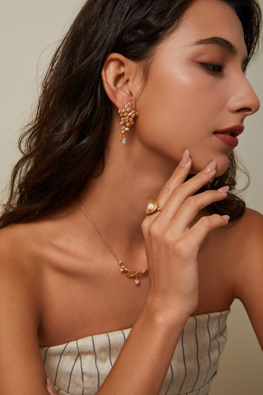 S925 Silver Prosperity Series Pearl Earrings and Necklace Set