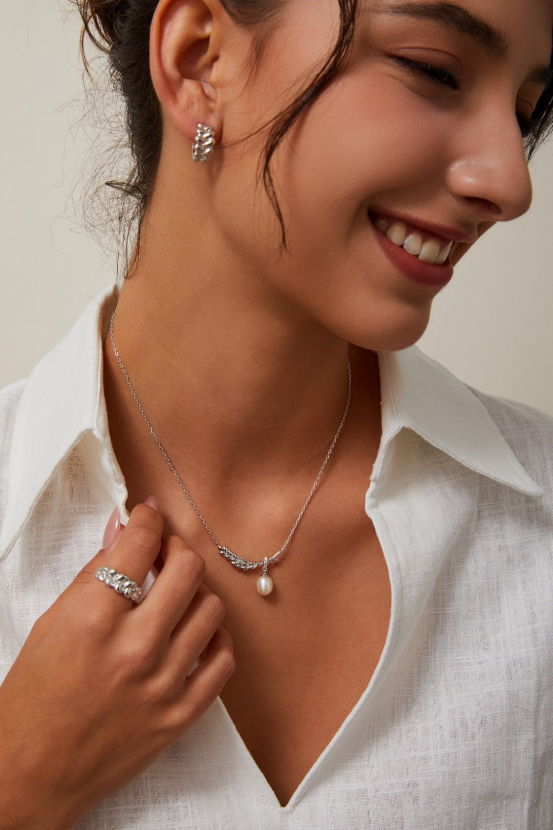 S925 Silver Wheat Ear Pearl Necklace