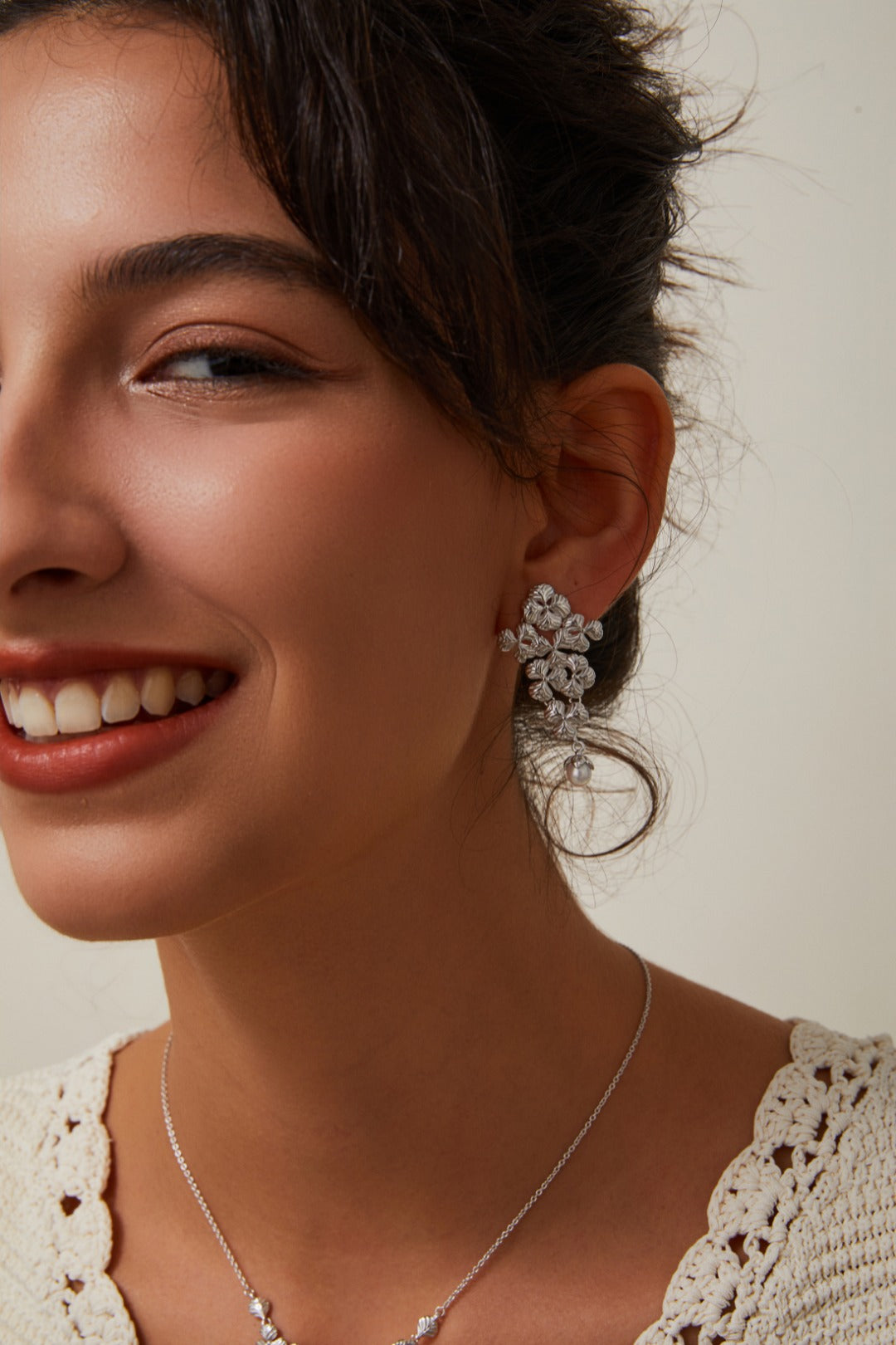 S925 Silver Prosperity Series Pearl Earrings and Necklace Set