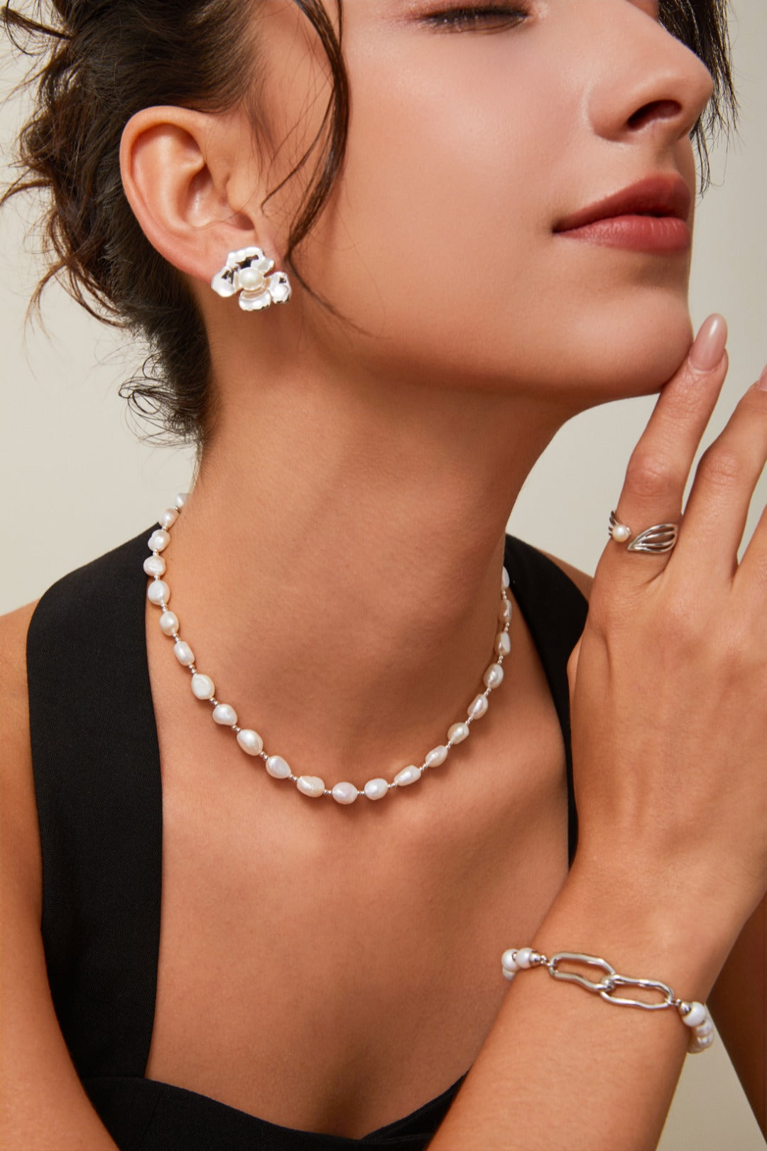 S925 Silver Natural Finish Pearl Necklace