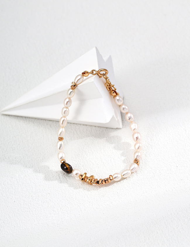 Tiger's Eye&Pearl Bracelet Hover Image