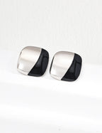 Chinese Red Enamel Earrings|Asymmetrical Geometric Sterling Silver