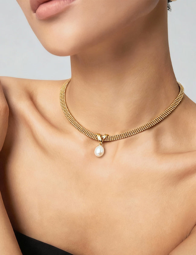 Sterling Silver Pearl Necklace Main Image