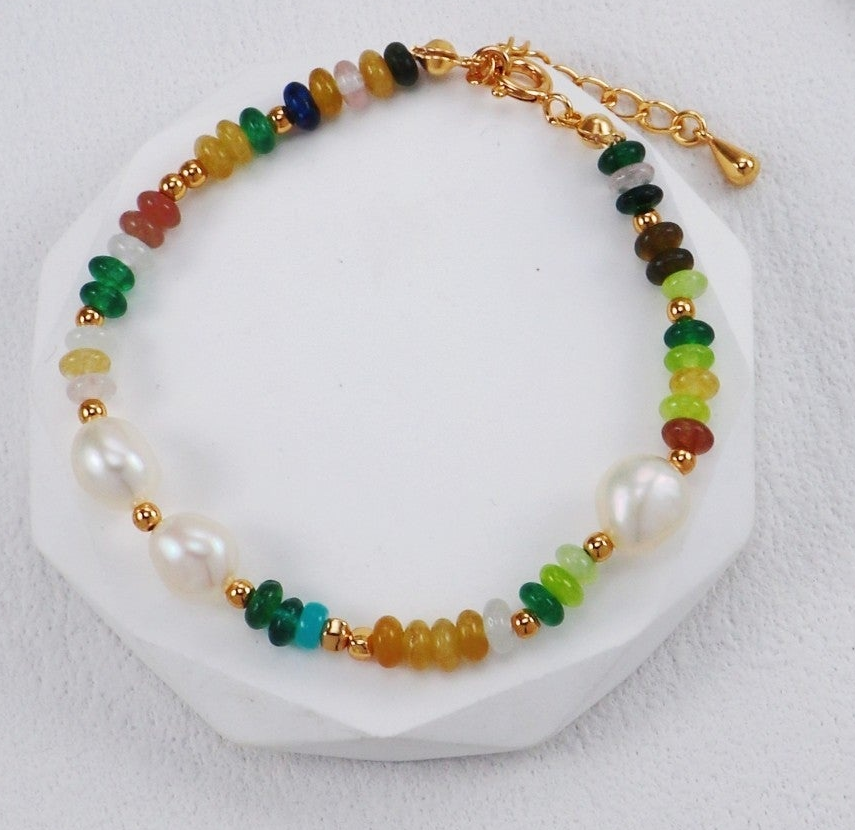 Sterling Silver Rainbow Pearl Bracelet