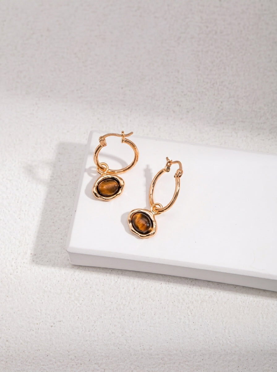 Sterling silver tiger's eye earrings